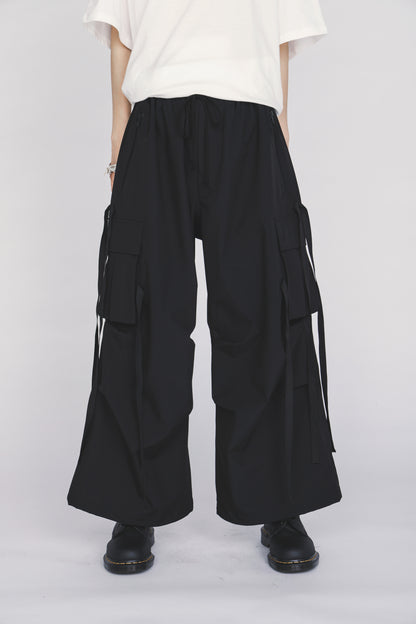 WATERPROOF TECH FABRIC STRAPPED TECHNO PANTS