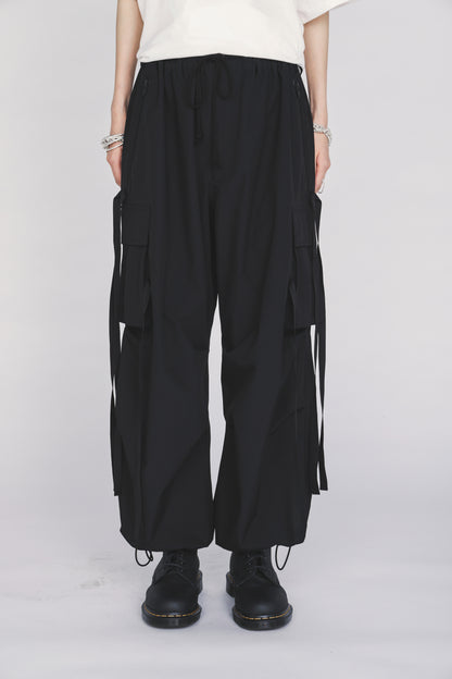 WATERPROOF TECH FABRIC STRAPPED TECHNO PANTS