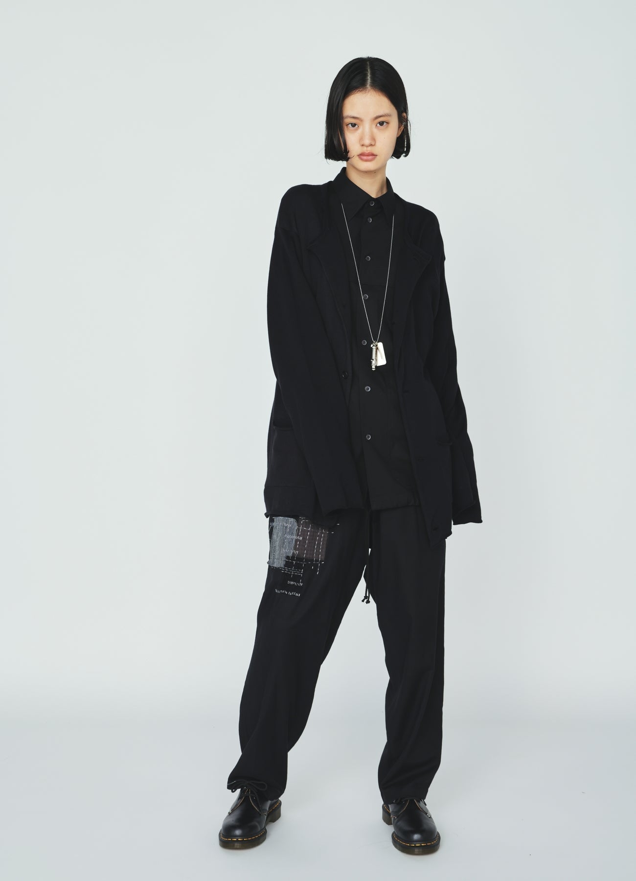 ORGANIC COTTON WASHER TAPERED PANTS WITH SASHIKO EMBROIDERY