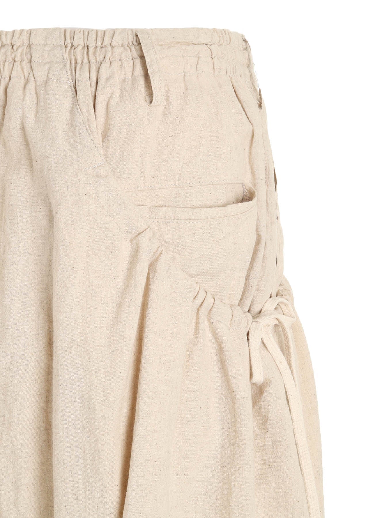 Cotton-Linen Poplin GATHERED POCKET ELASTIC HEM PANTS – THE SHOP