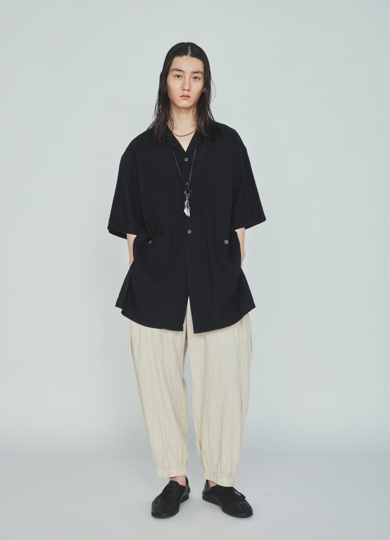 Cotton-Linen Poplin GATHERED POCKET ELASTIC HEM PANTS – THE SHOP