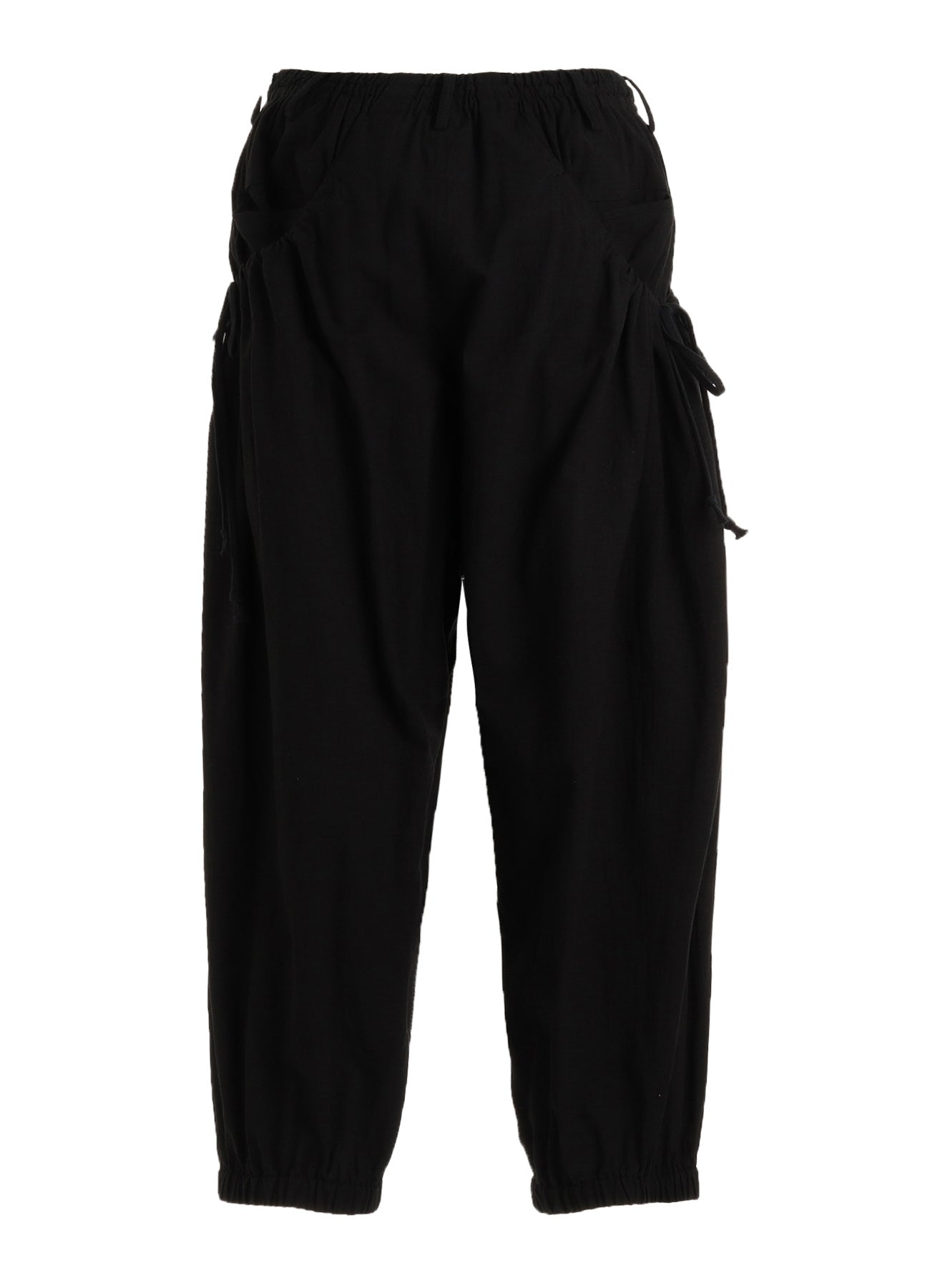 Cotton-Linen Poplin GATHERED POCKET ELASTIC HEM PANTS