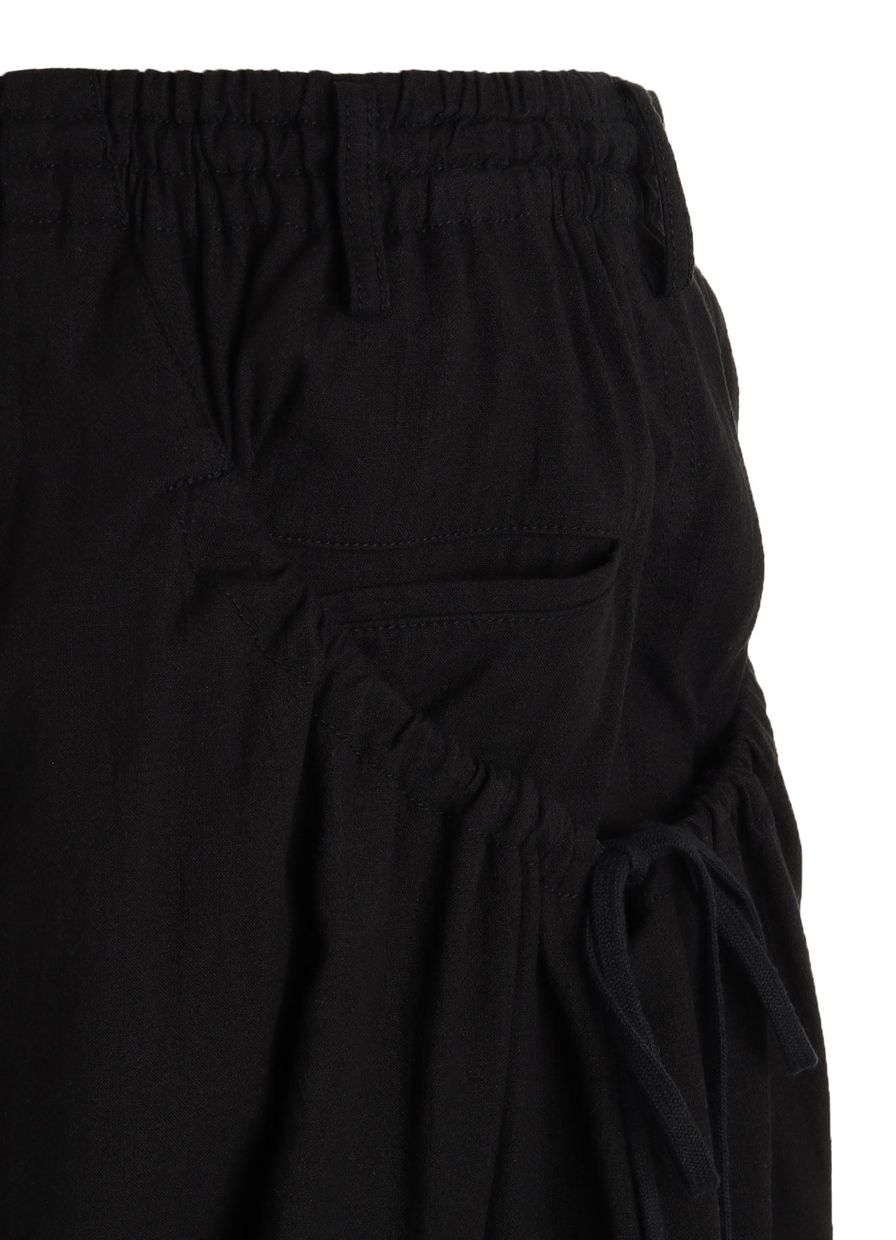 Cotton-Linen Poplin GATHERED POCKET ELASTIC HEM PANTS