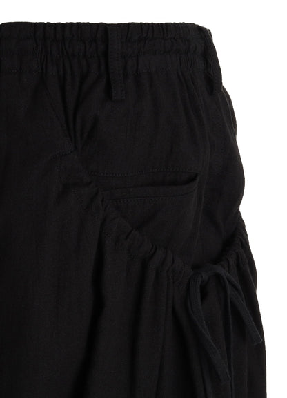 Cotton-Linen Poplin GATHERED POCKET ELASTIC HEM PANTS