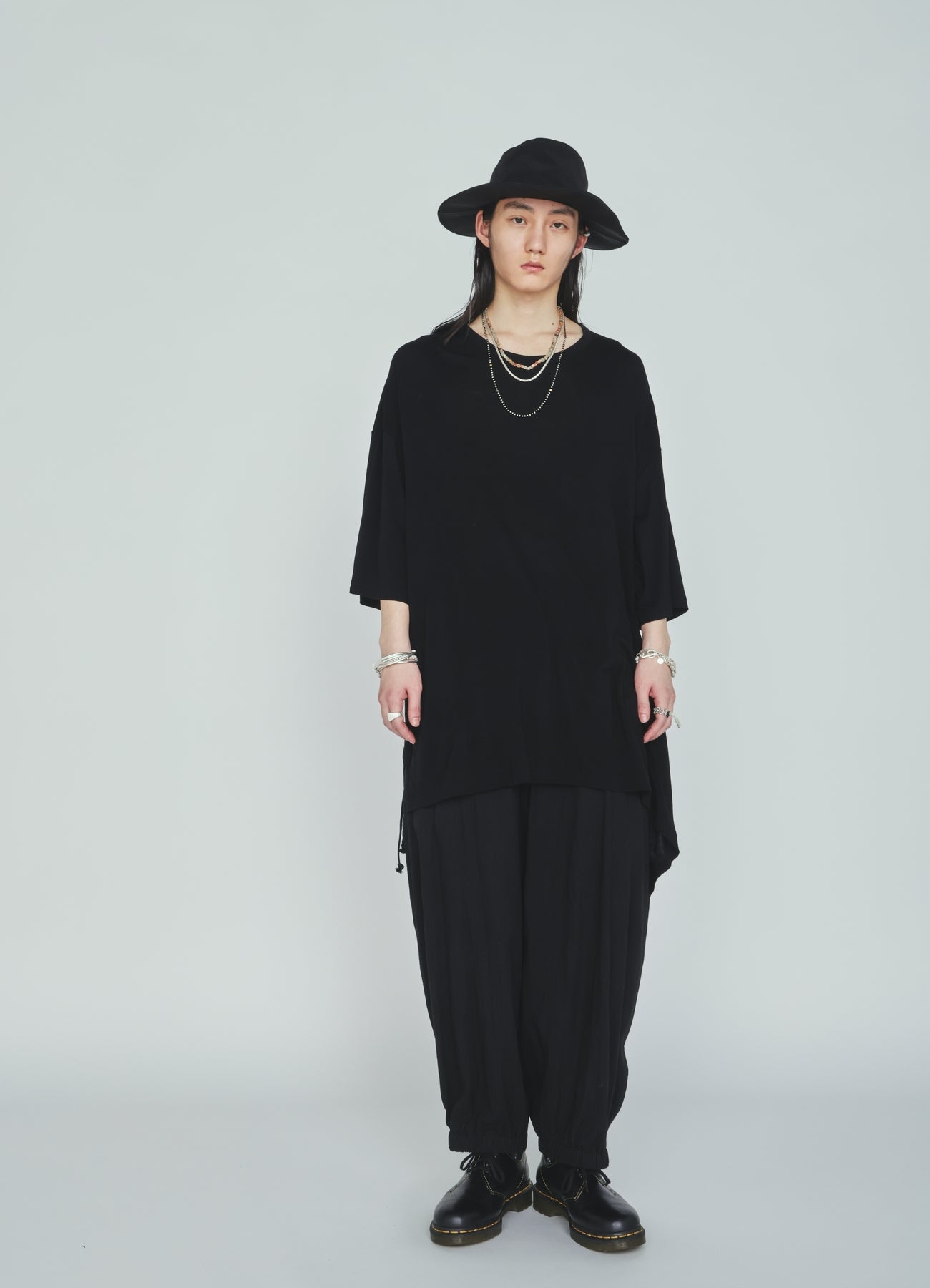 Cotton-Linen Poplin GATHERED POCKET ELASTIC HEM PANTS
