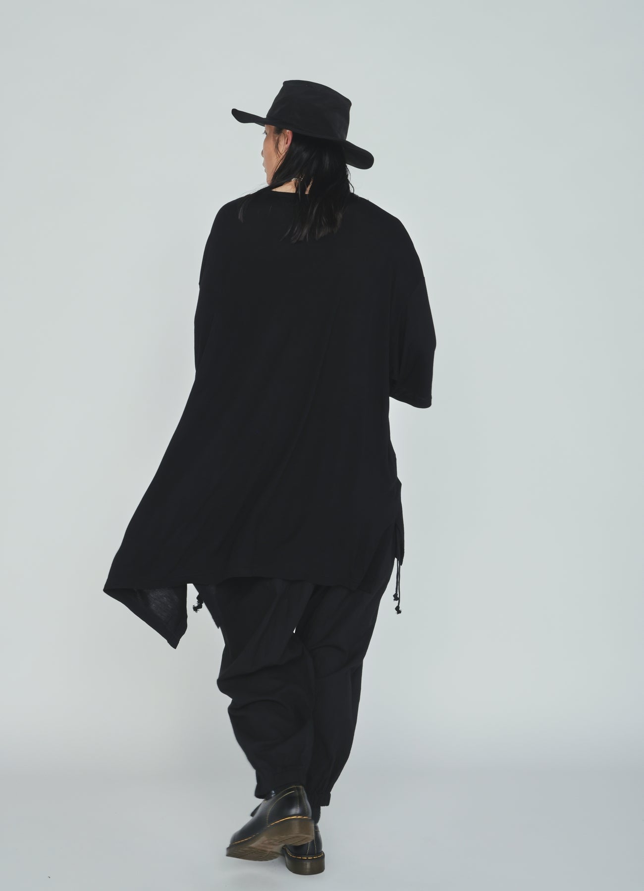 Cotton-Linen Poplin GATHERED POCKET ELASTIC HEM PANTS