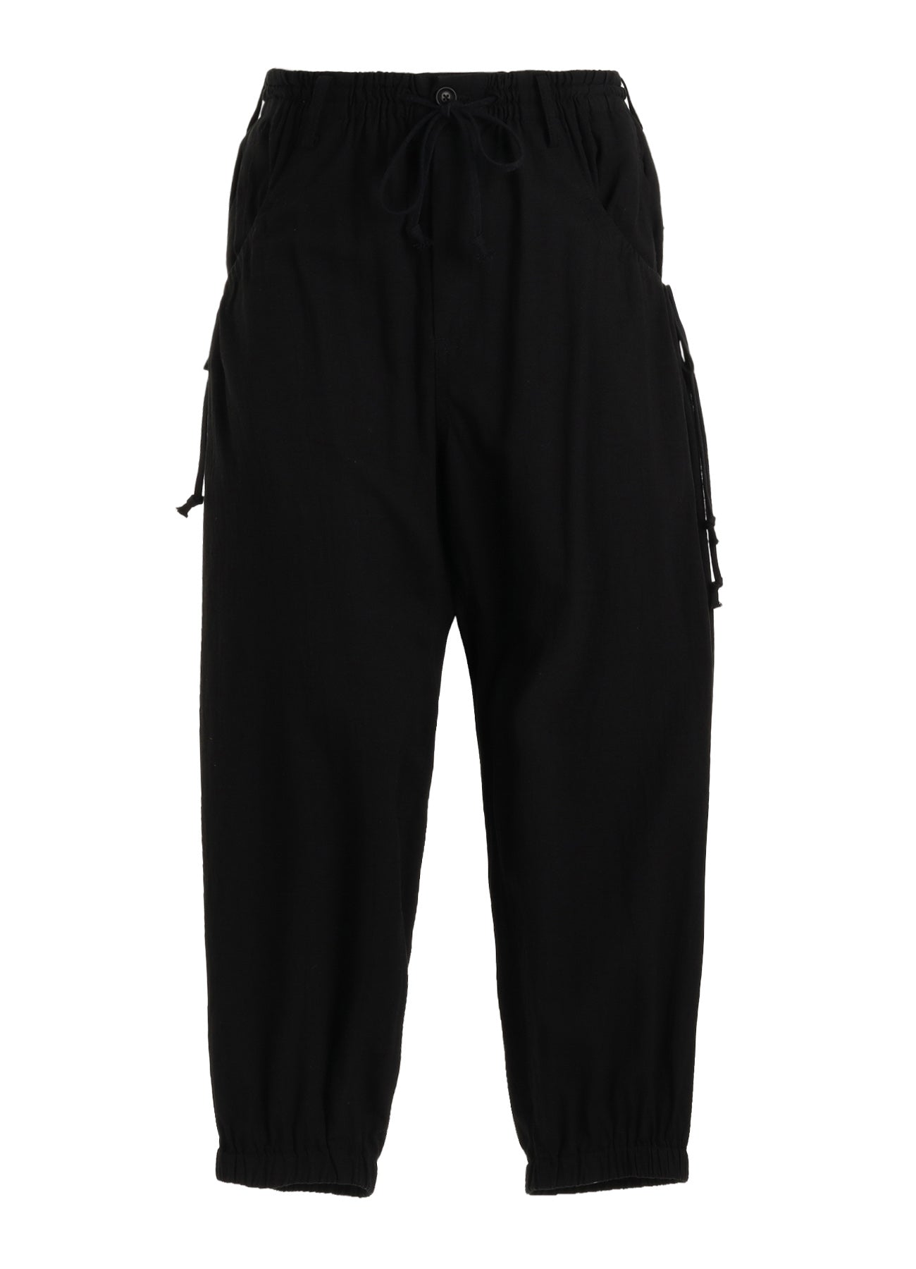 Cotton-Linen Poplin GATHERED POCKET ELASTIC HEM PANTS