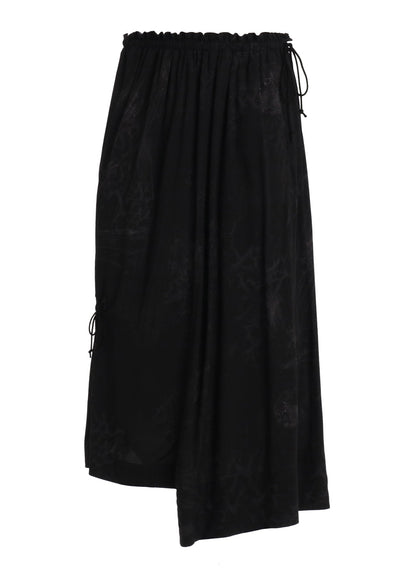 RAYON “Y” LETTER AND SUN‑MOON PRINT WRAP SKIRT