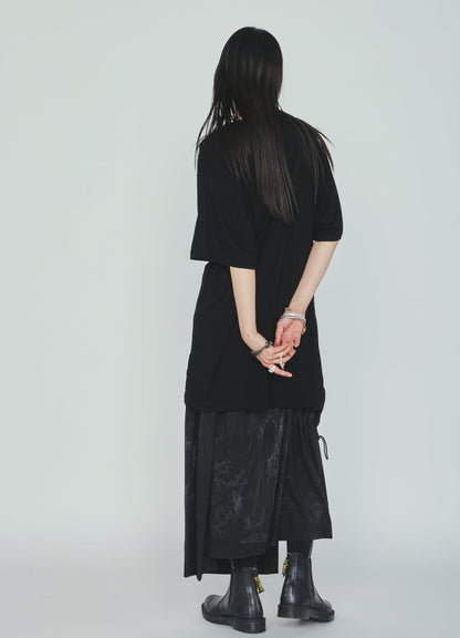 RAYON “Y” LETTER AND SUN‑MOON PRINT WRAP SKIRT