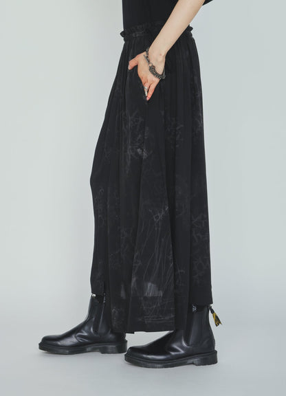 RAYON “Y” LETTER AND SUN‑MOON PRINT WRAP SKIRT