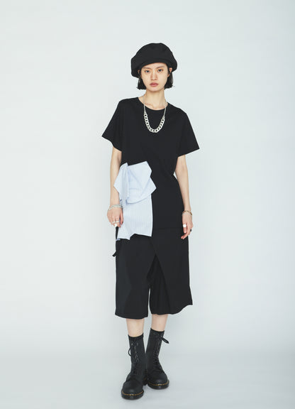30/COTTON JERSEY WAIST DRAPE POCKET T-SHIRT