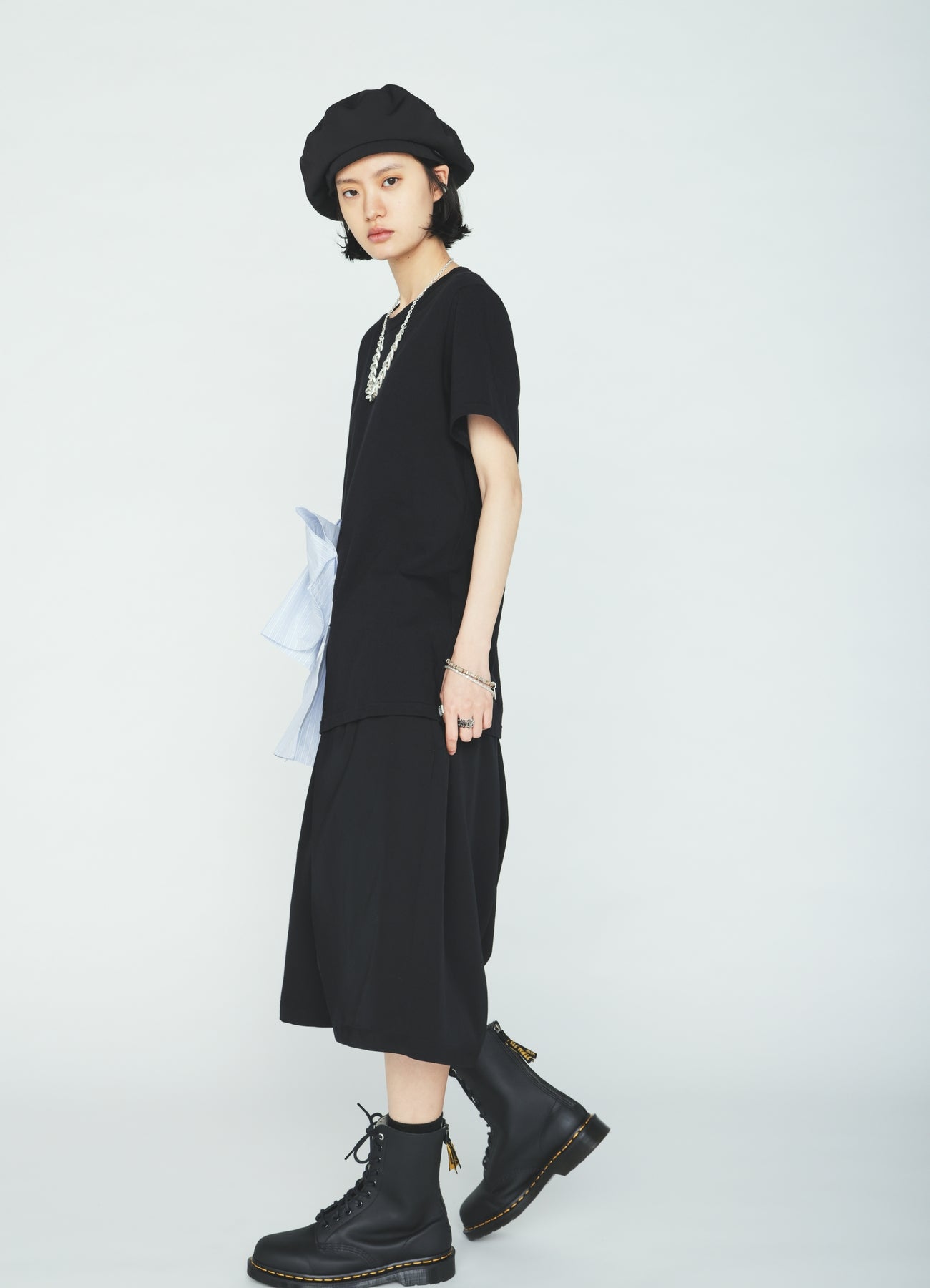 30/COTTON JERSEY WAIST DRAPE POCKET T-SHIRT