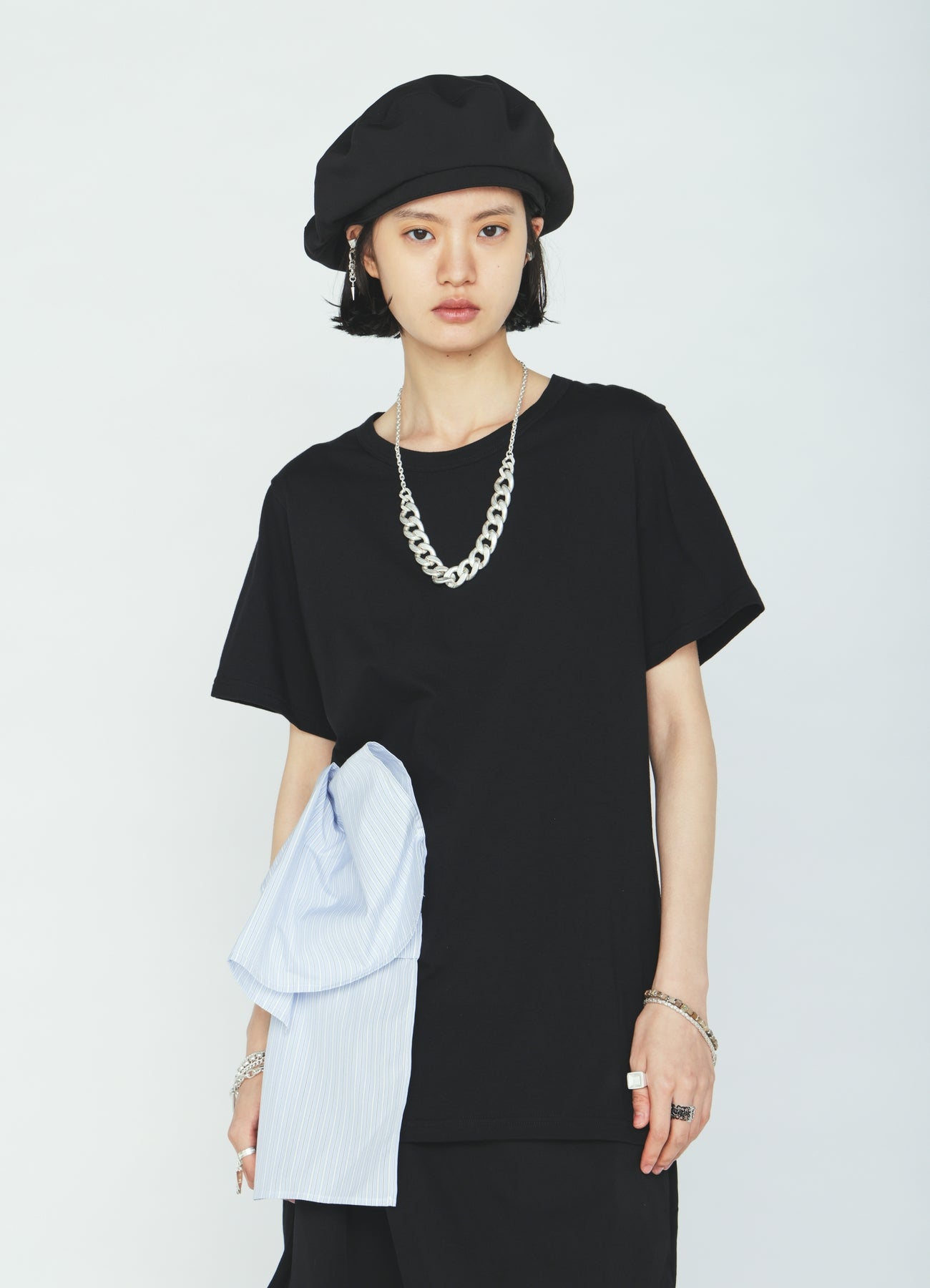 30/COTTON JERSEY WAIST DRAPE POCKET T-SHIRT