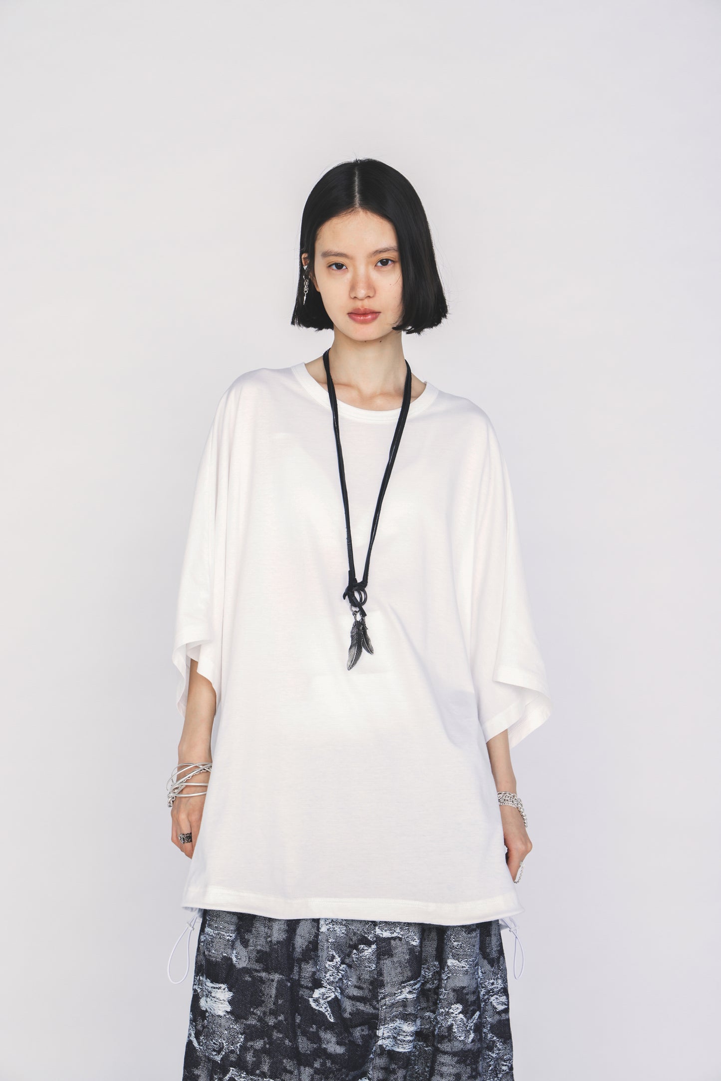 30/COTTON JERSEY ELASTIC HEM T-SHIRT