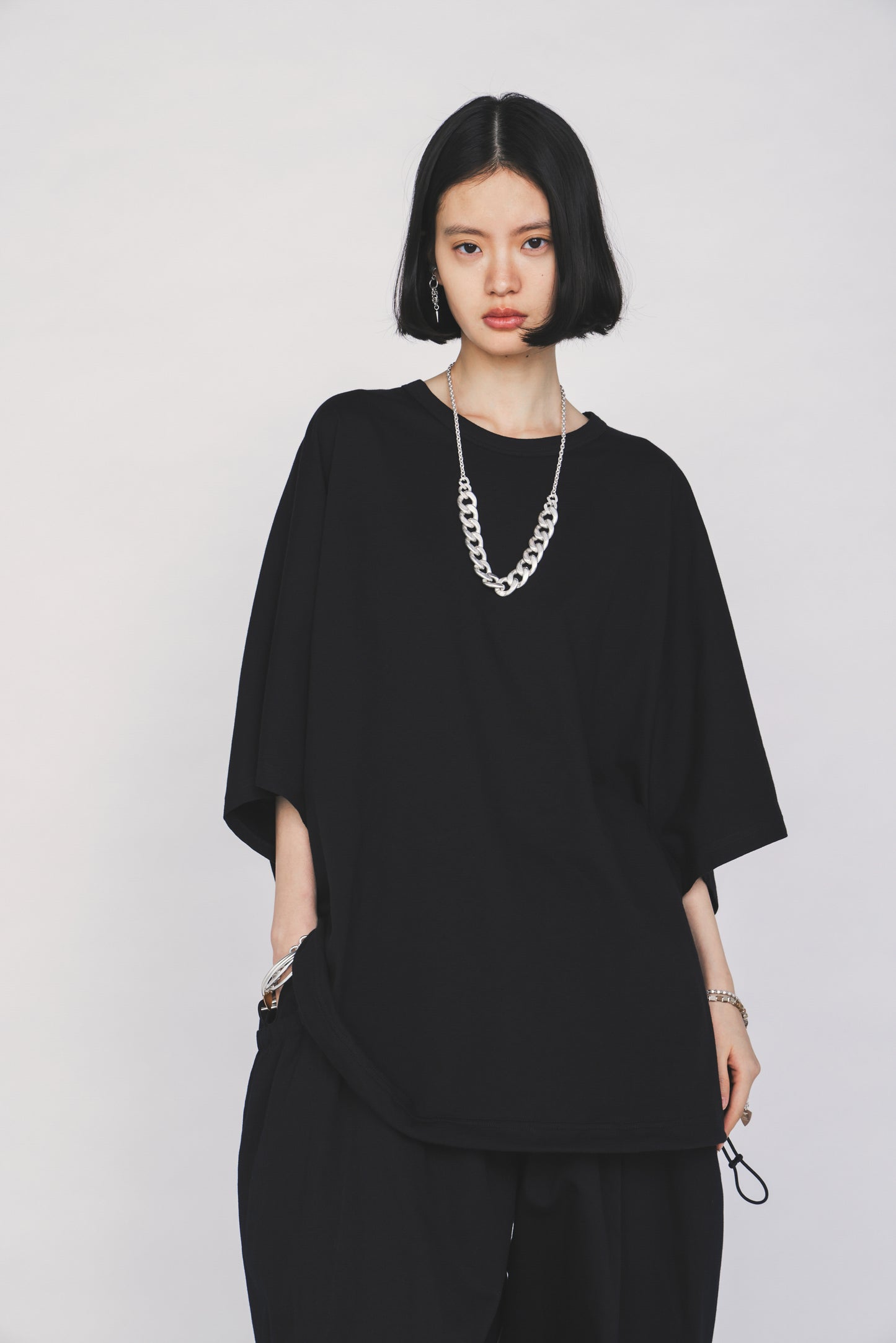 30/COTTON JERSEY ELASTIC HEM T-SHIRT