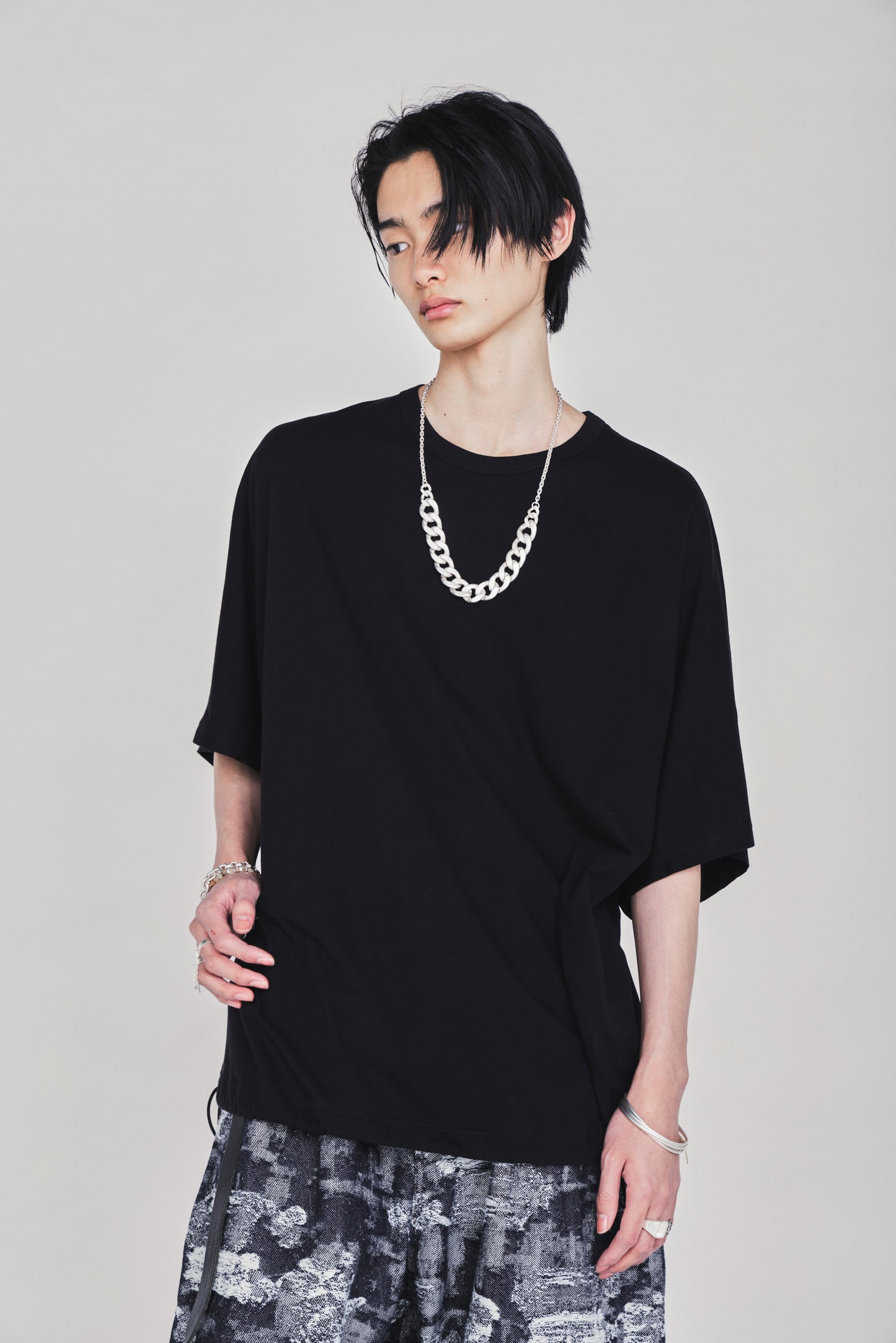 30/COTTON JERSEY ELASTIC HEM T-SHIRT