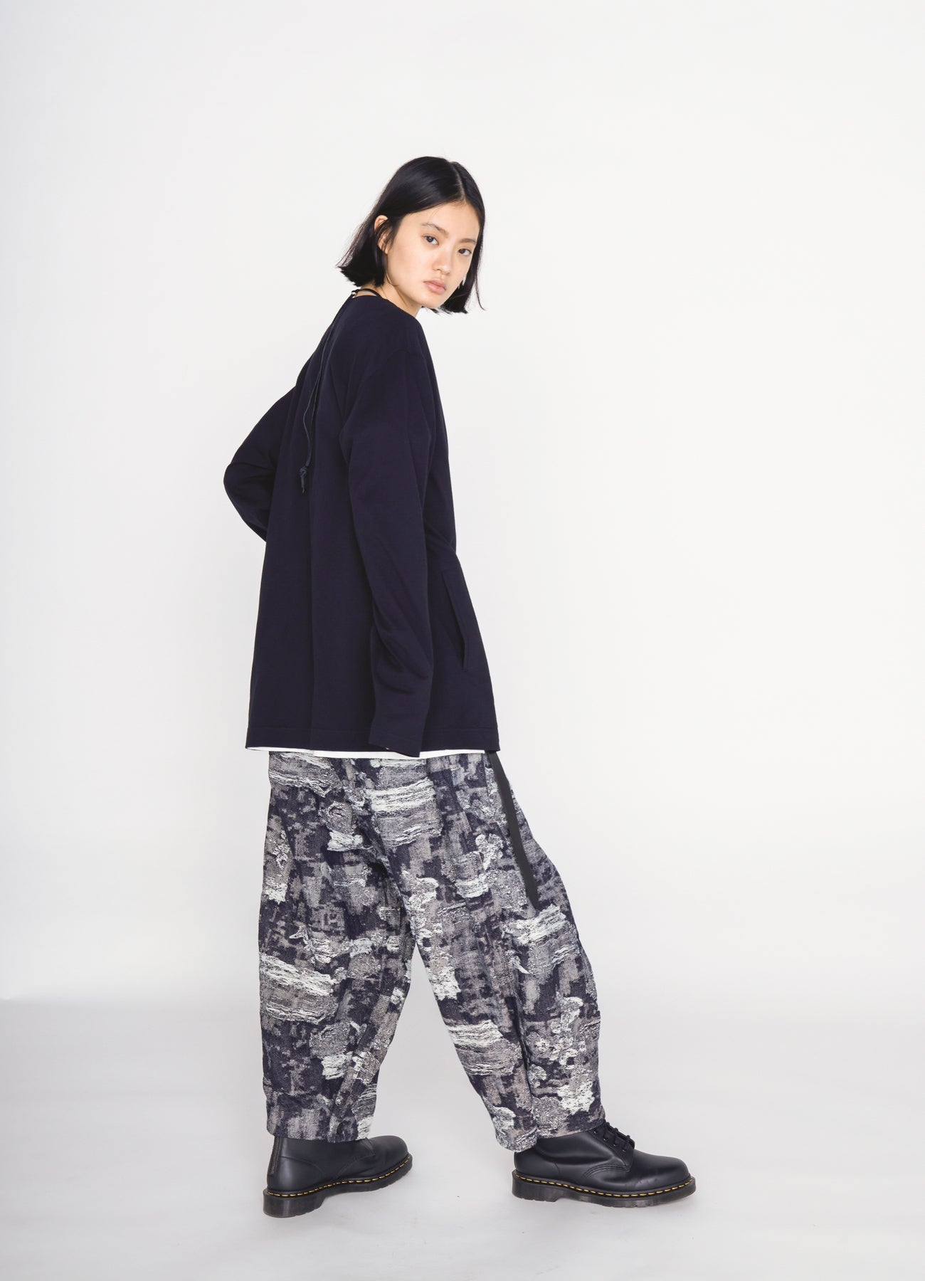 30/COTTON JERSEY ASYMMETRIC POCKET CARDIGAN