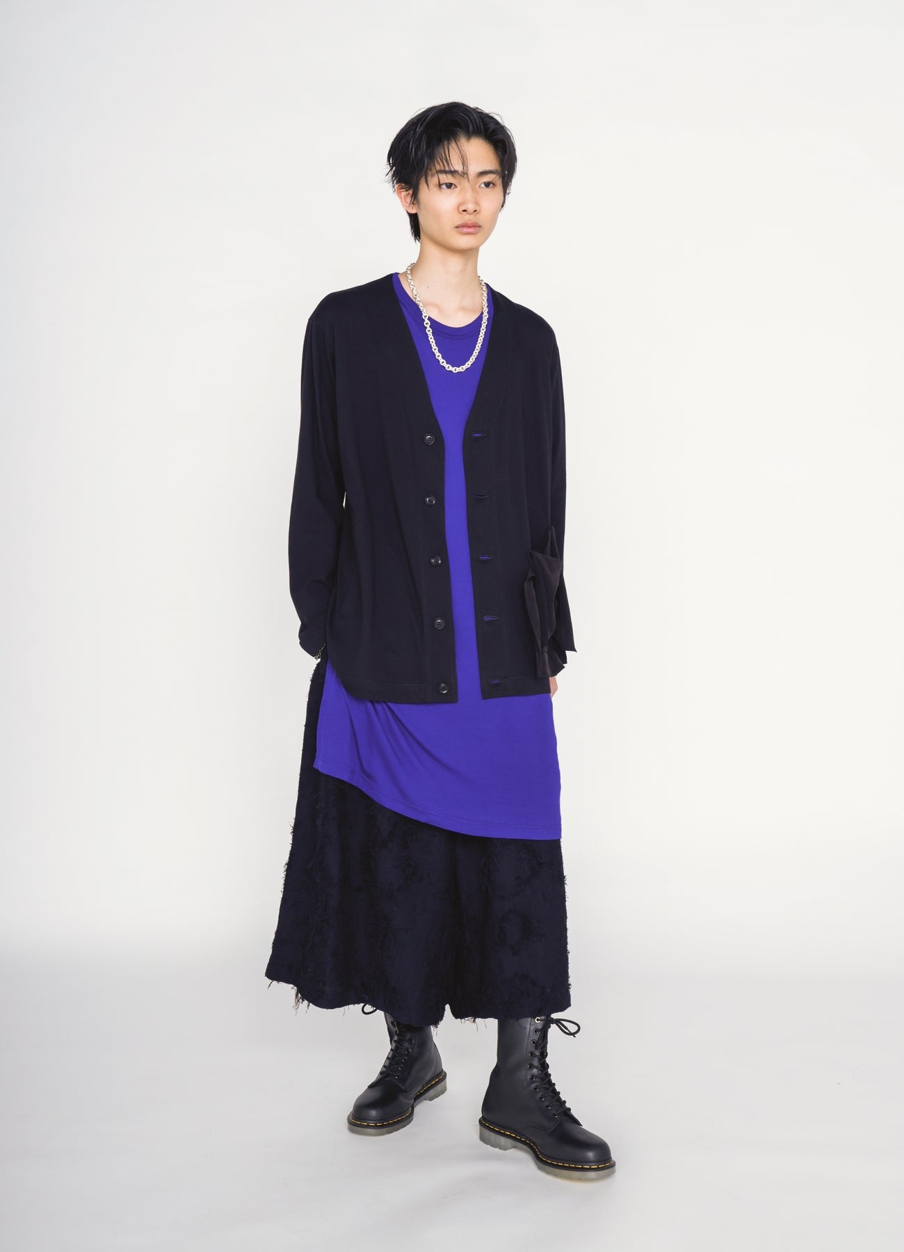 30/COTTON JERSEY ASYMMETRIC POCKET CARDIGAN