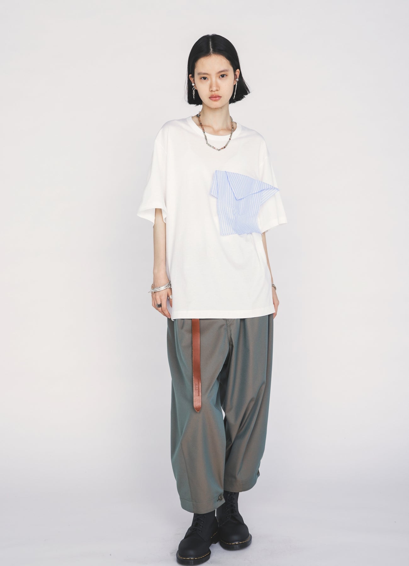 30/COTTON JERSEY DRAPE POCKET T-SHIRT