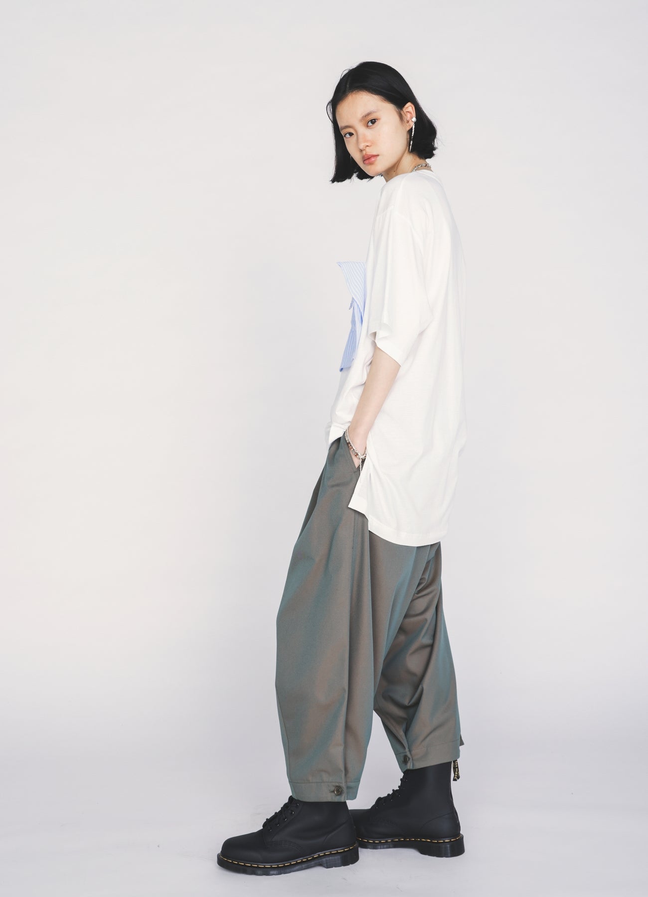30/COTTON JERSEY DRAPE POCKET T-SHIRT