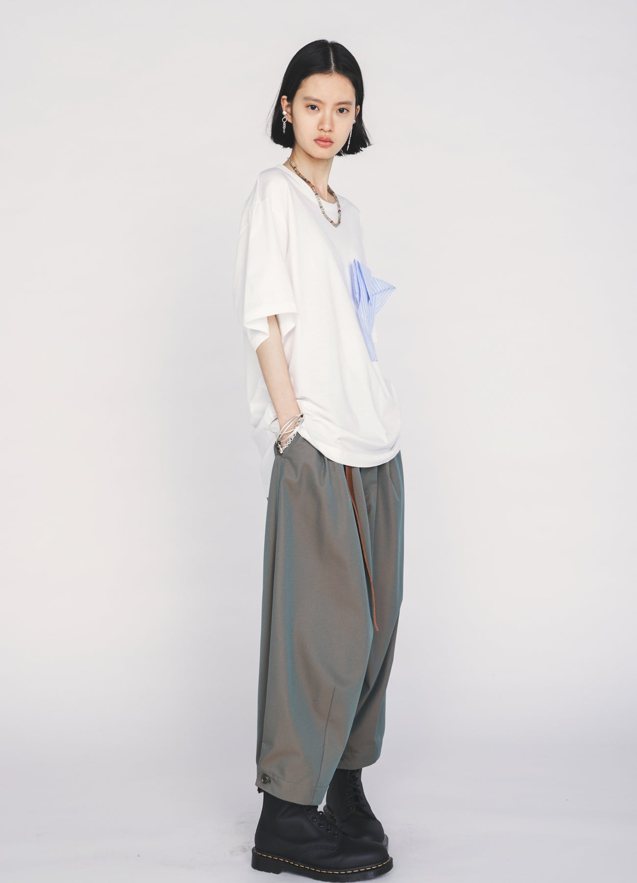 30/COTTON JERSEY DRAPE POCKET T-SHIRT
