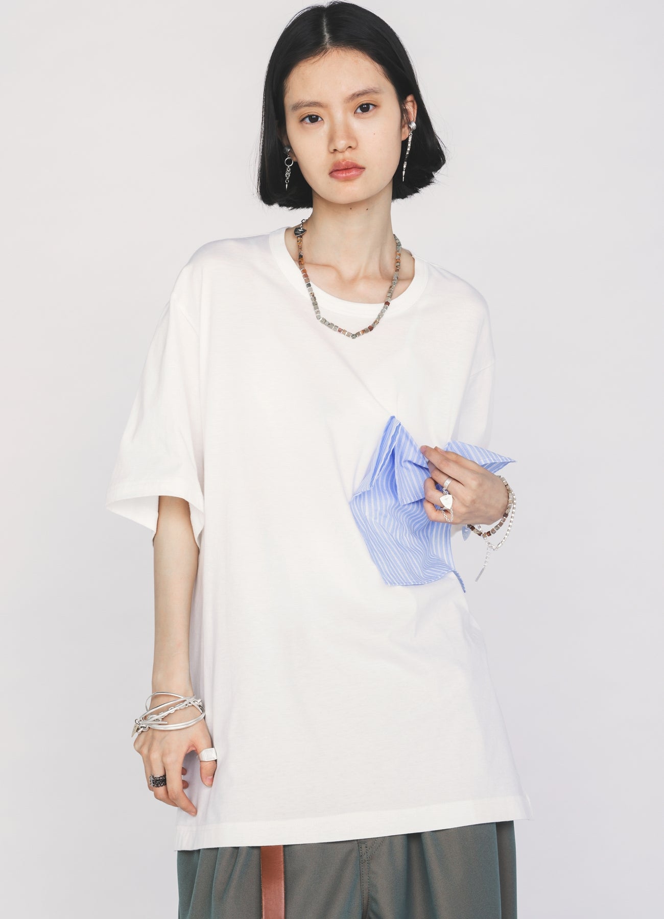 30/COTTON JERSEY DRAPE POCKET T-SHIRT