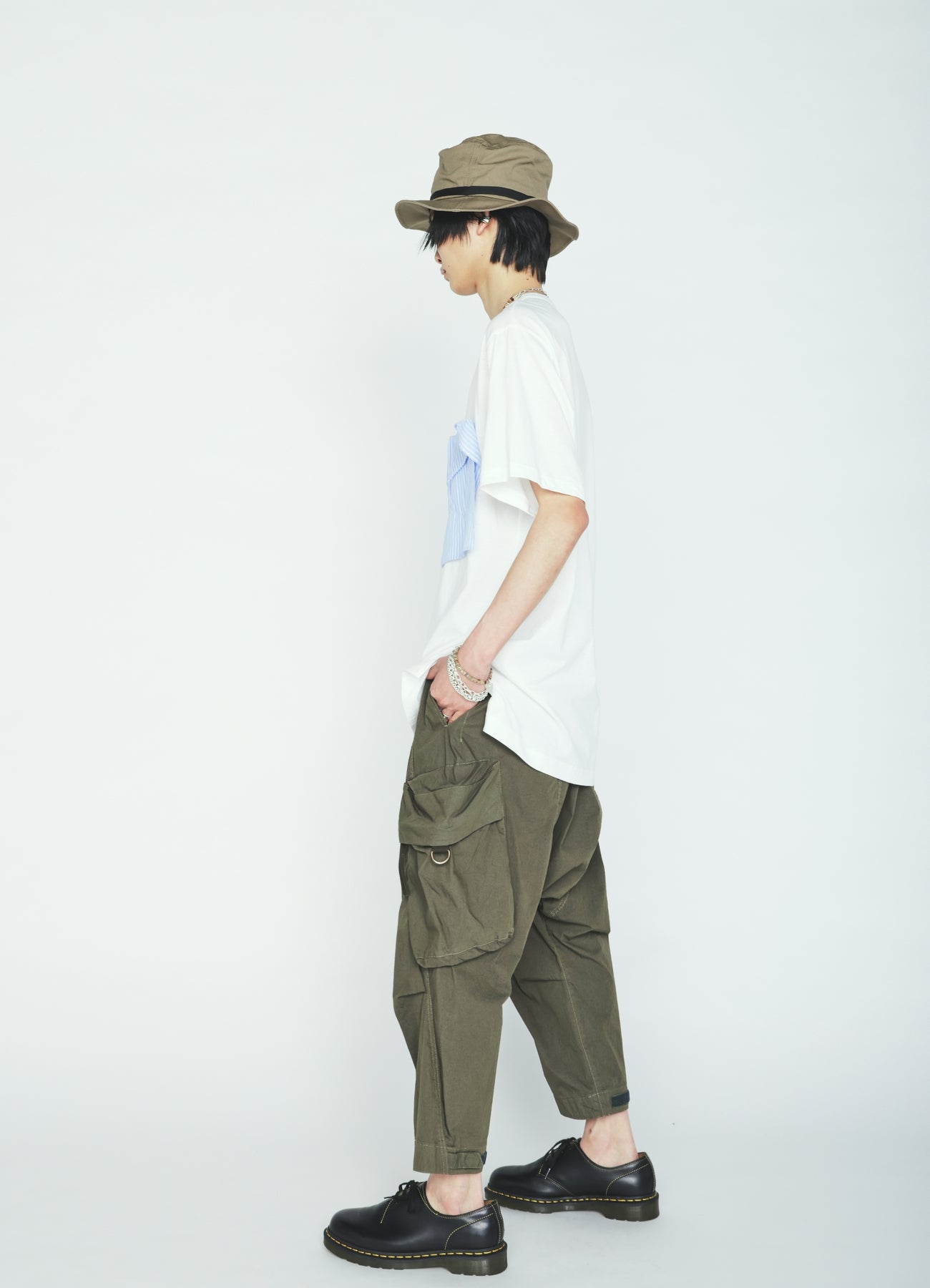 30/COTTON JERSEY DRAPE POCKET T-SHIRT