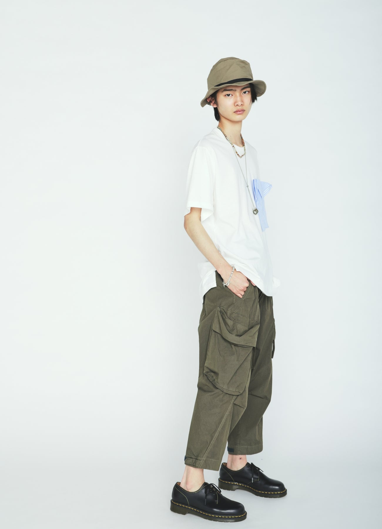 30/COTTON JERSEY DRAPE POCKET T-SHIRT