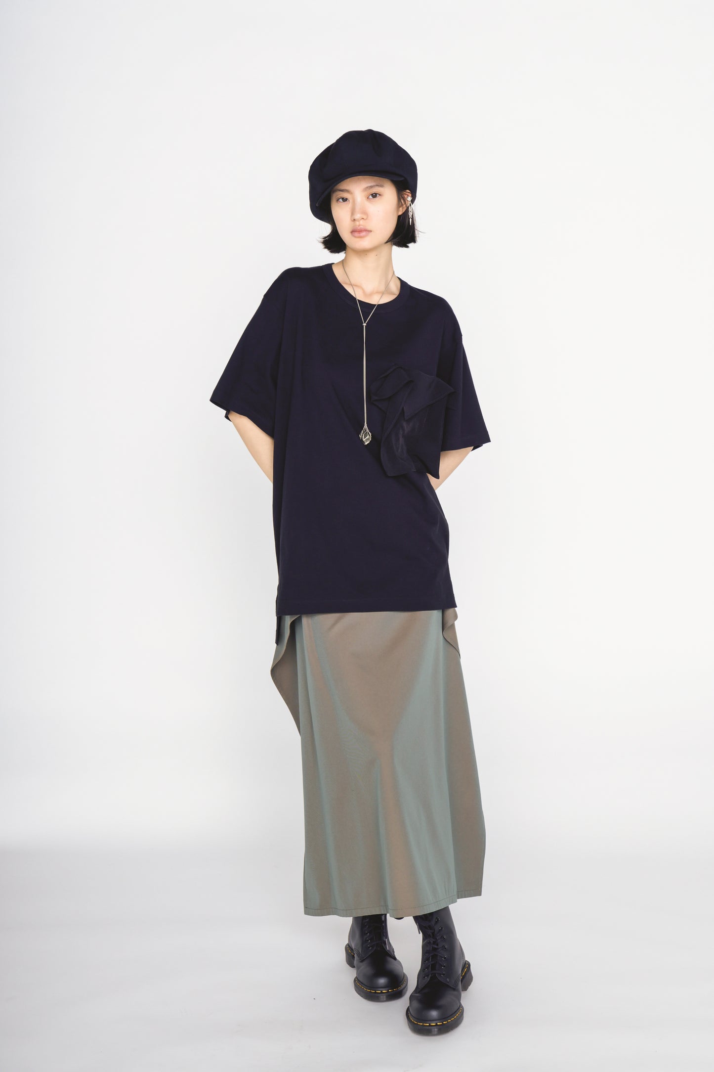 30/COTTON JERSEY DRAPE POCKET T-SHIRT