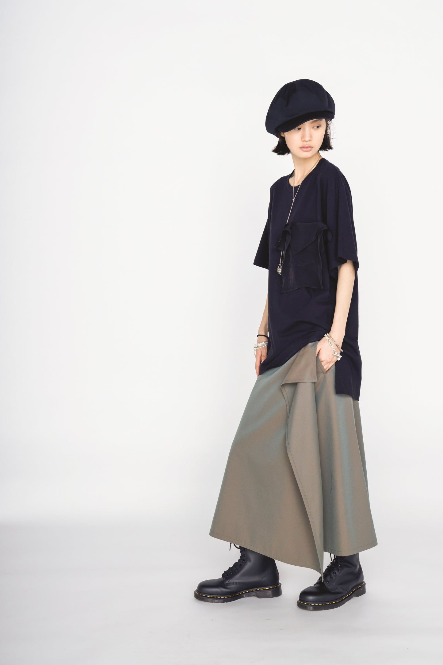 30/COTTON JERSEY DRAPE POCKET T-SHIRT