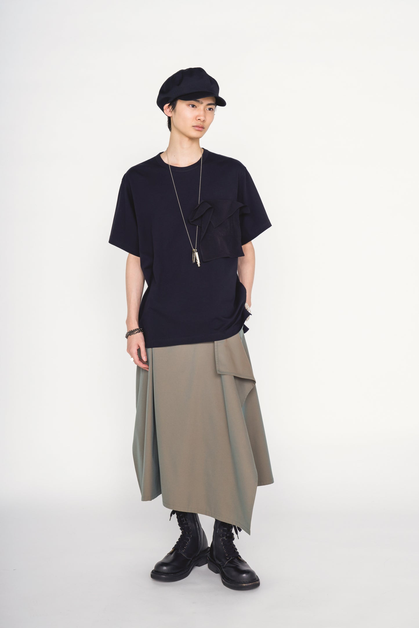 30/COTTON JERSEY DRAPE POCKET T-SHIRT