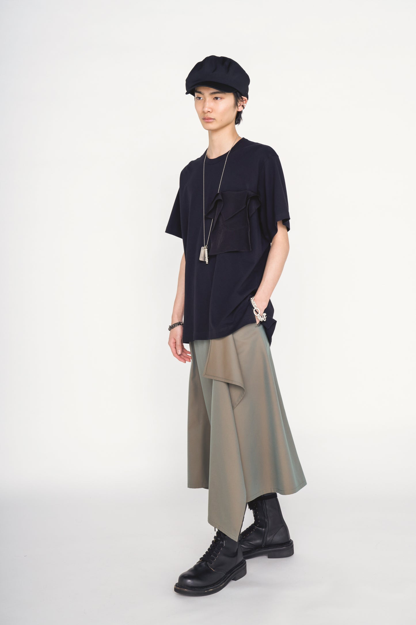 30/COTTON JERSEY DRAPE POCKET T-SHIRT