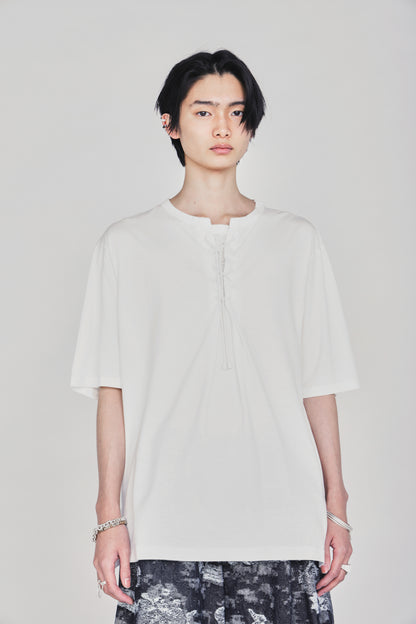 30/COTTON JERSEY LACE-UP T-SHIRT