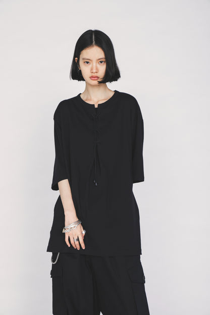 30/COTTON JERSEY LACE-UP T-SHIRT