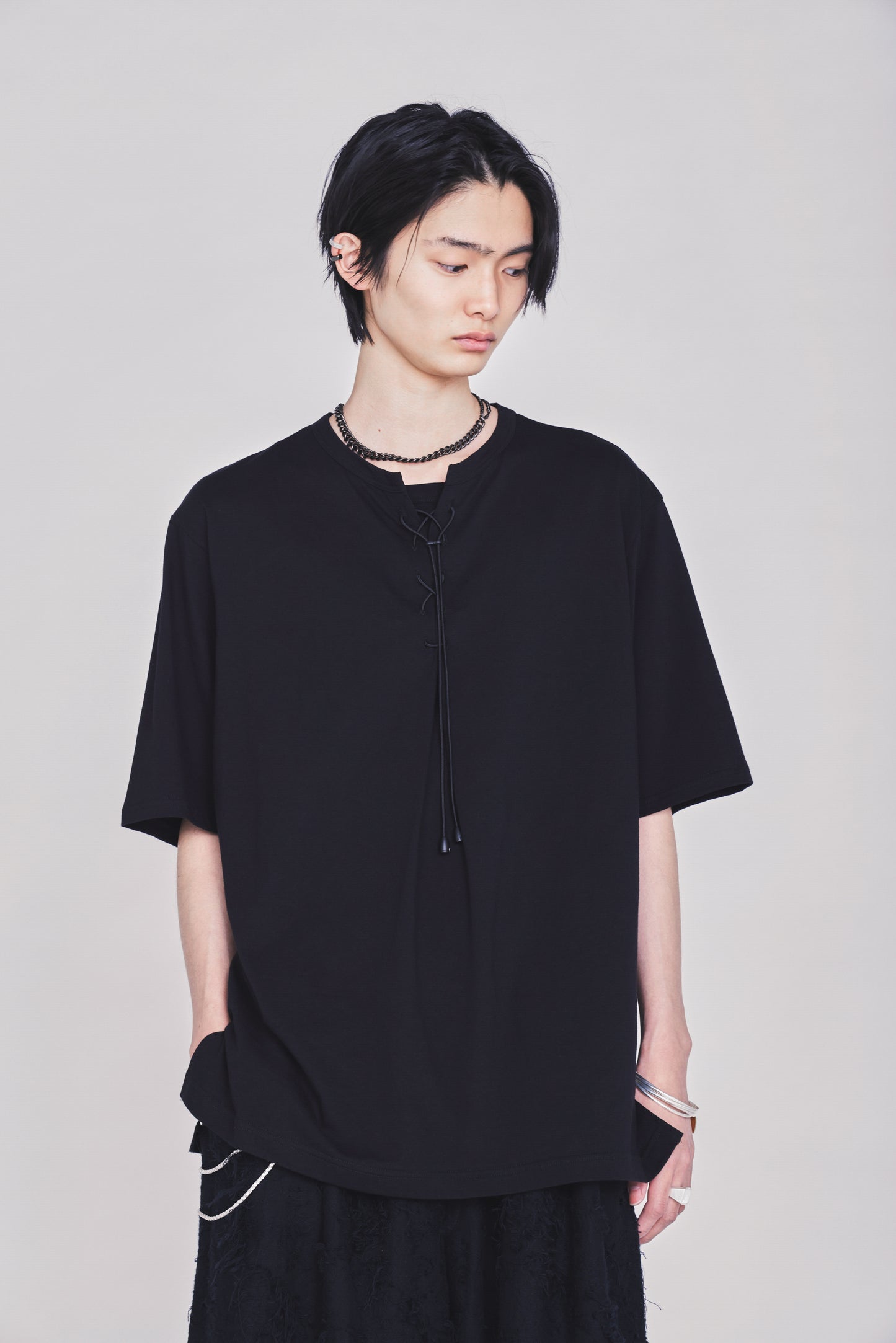 30/COTTON JERSEY LACE-UP T-SHIRT