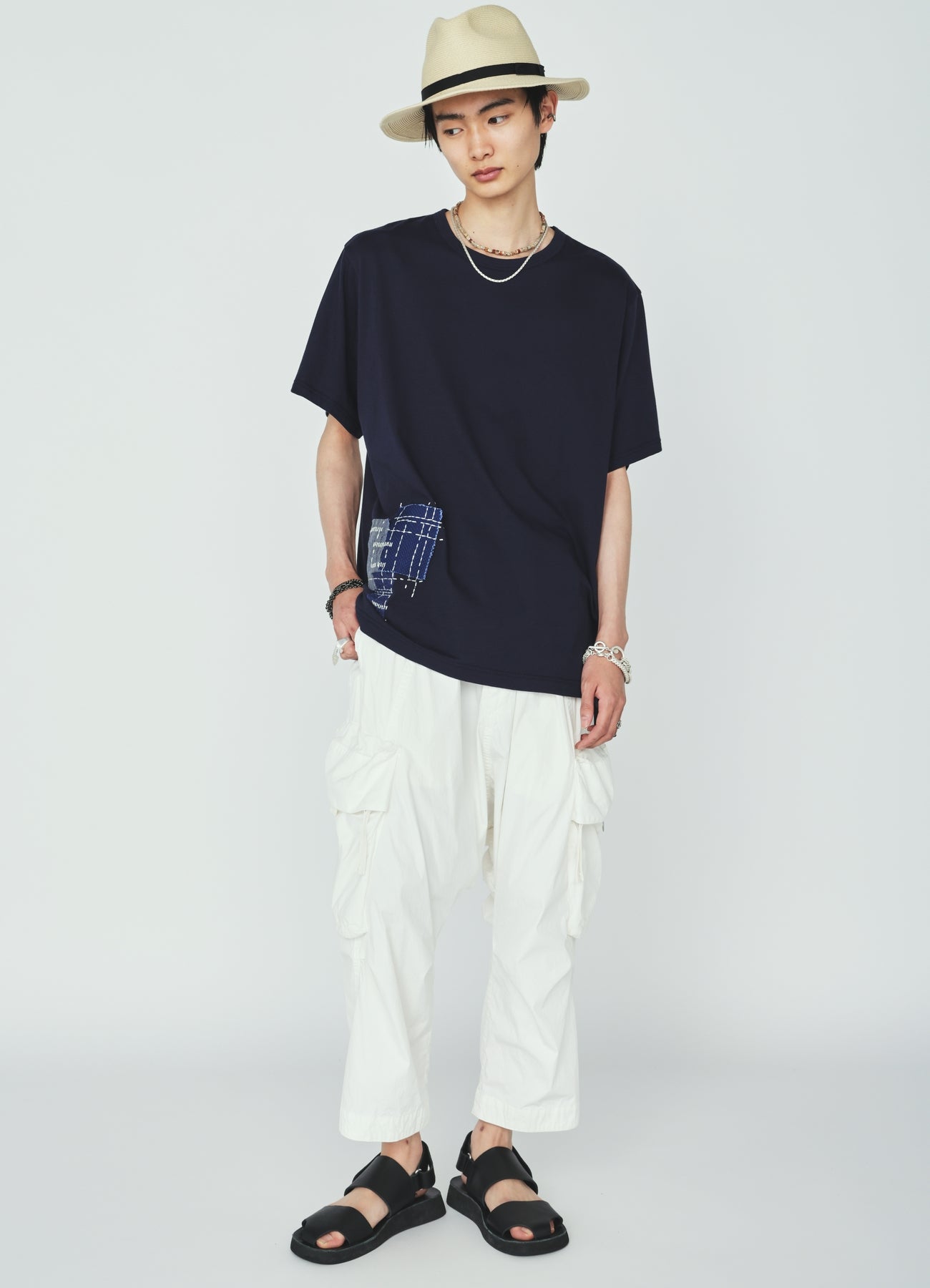 30/COTTON JERSEY SASHIKO EMBROIDERY T-SHIRT