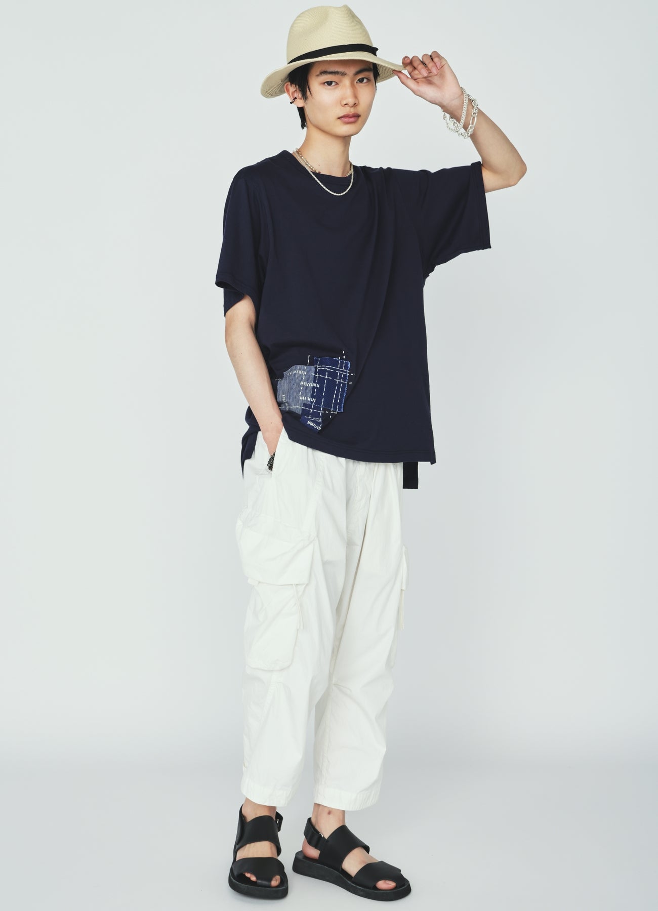 30/COTTON JERSEY SASHIKO EMBROIDERY T-SHIRT