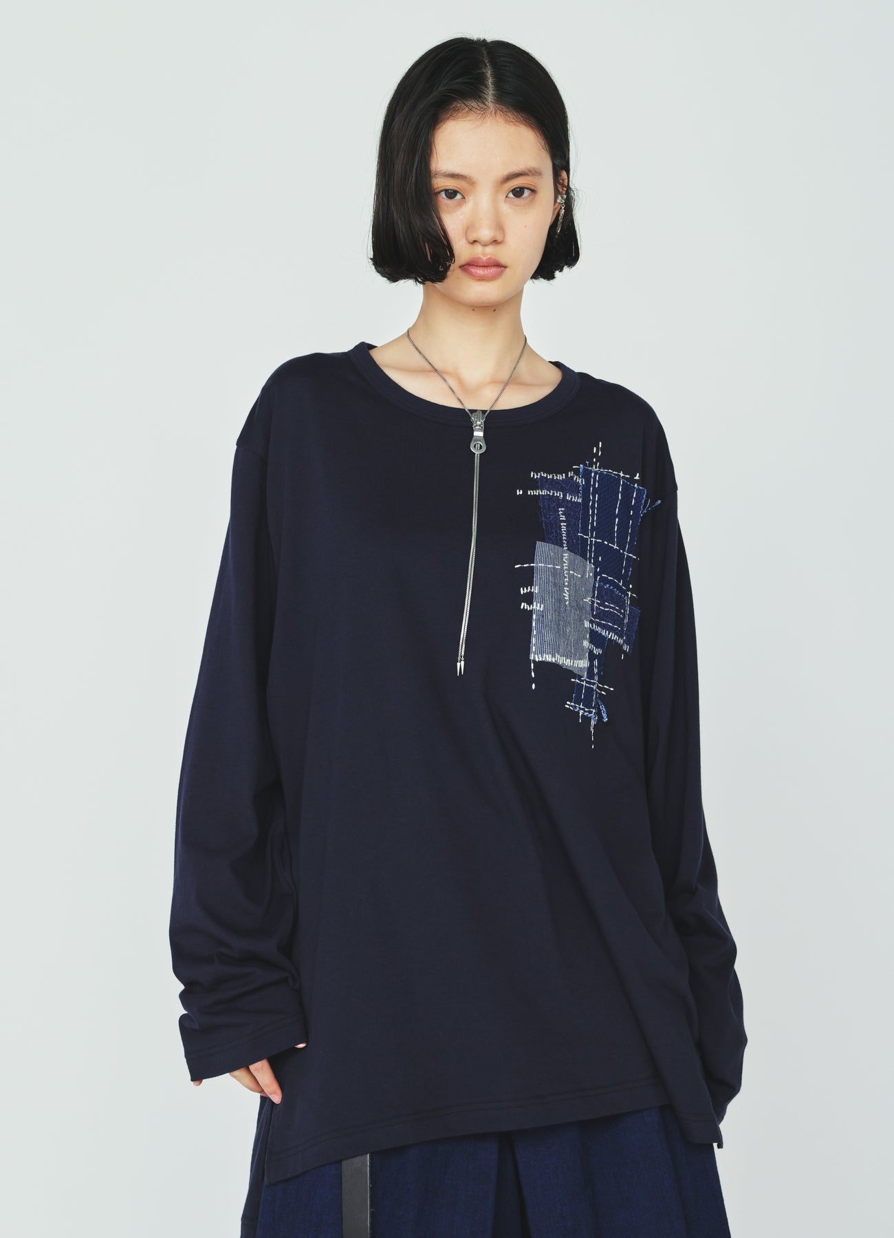 30/COTTON JERSEY SASHIKO EMBROIDERY LONG T-SHIRT – THE SHOP YOHJI