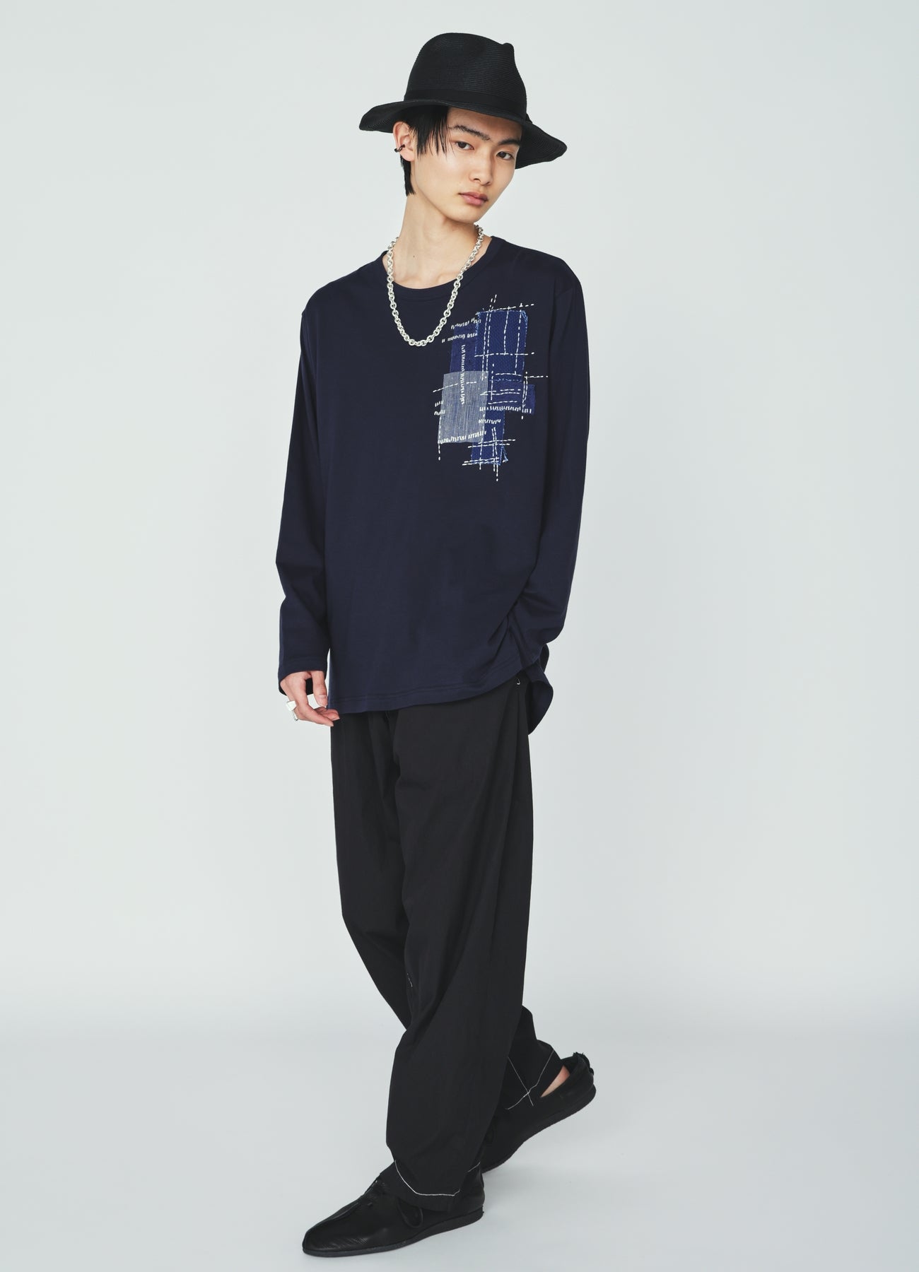 30/COTTON JERSEY SASHIKO EMBROIDERY LONG T-SHIRT – THE SHOP YOHJI