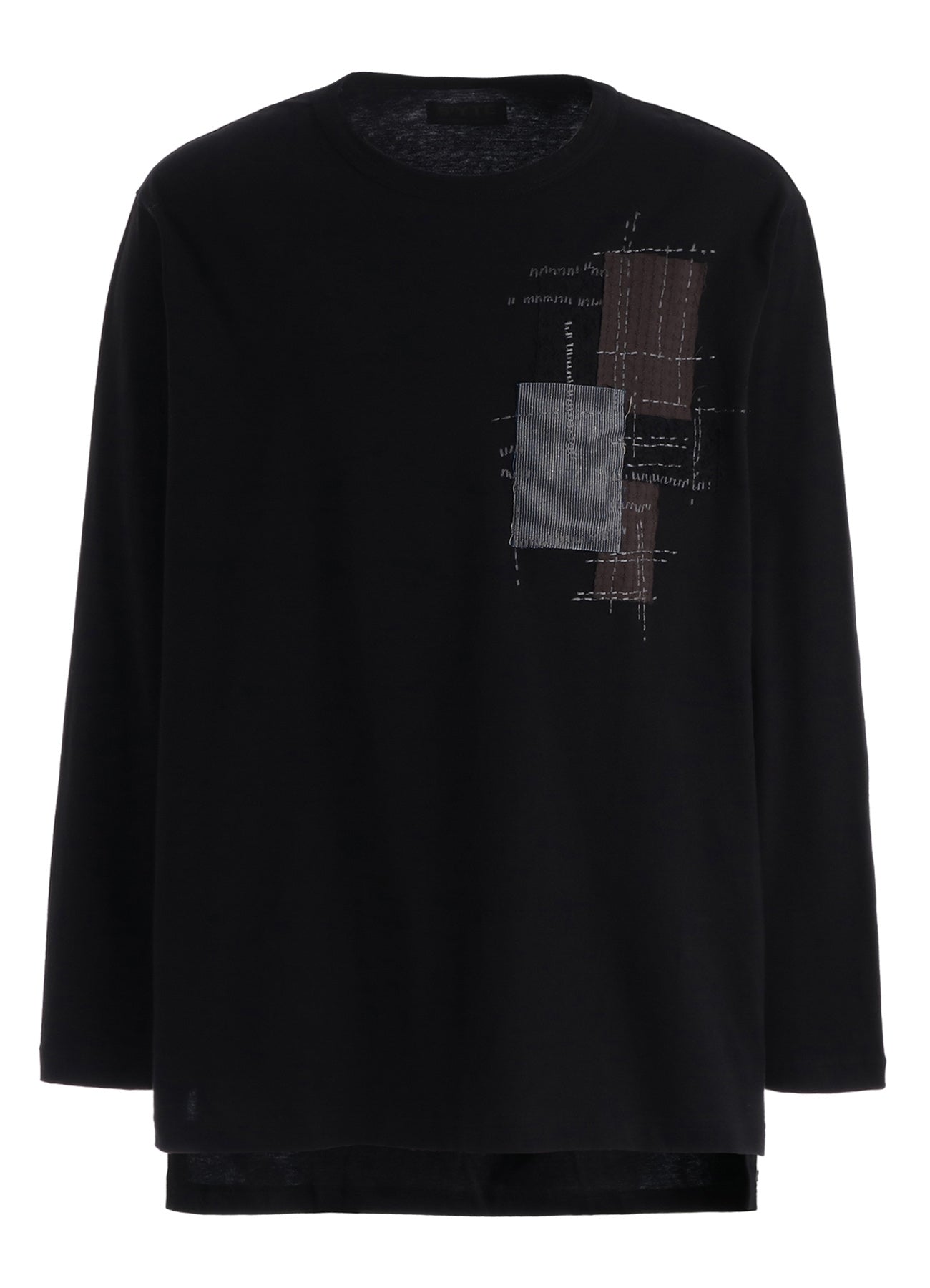 30/COTTON JERSEY SASHIKO EMBROIDERY LONG T-SHIRT