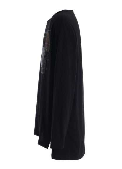 30/COTTON JERSEY SASHIKO EMBROIDERY LONG T-SHIRT