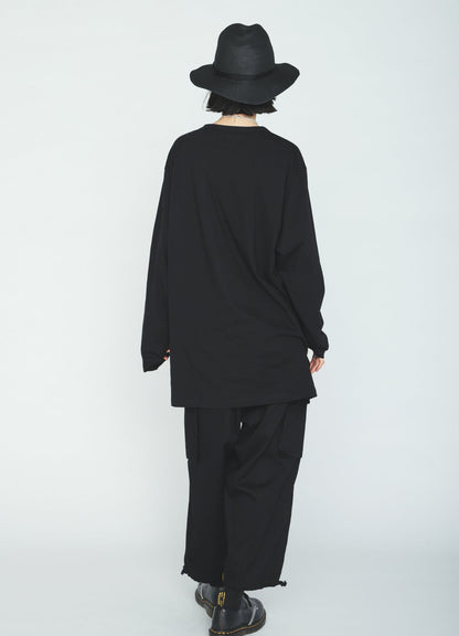 30/COTTON JERSEY SASHIKO EMBROIDERY LONG T-SHIRT