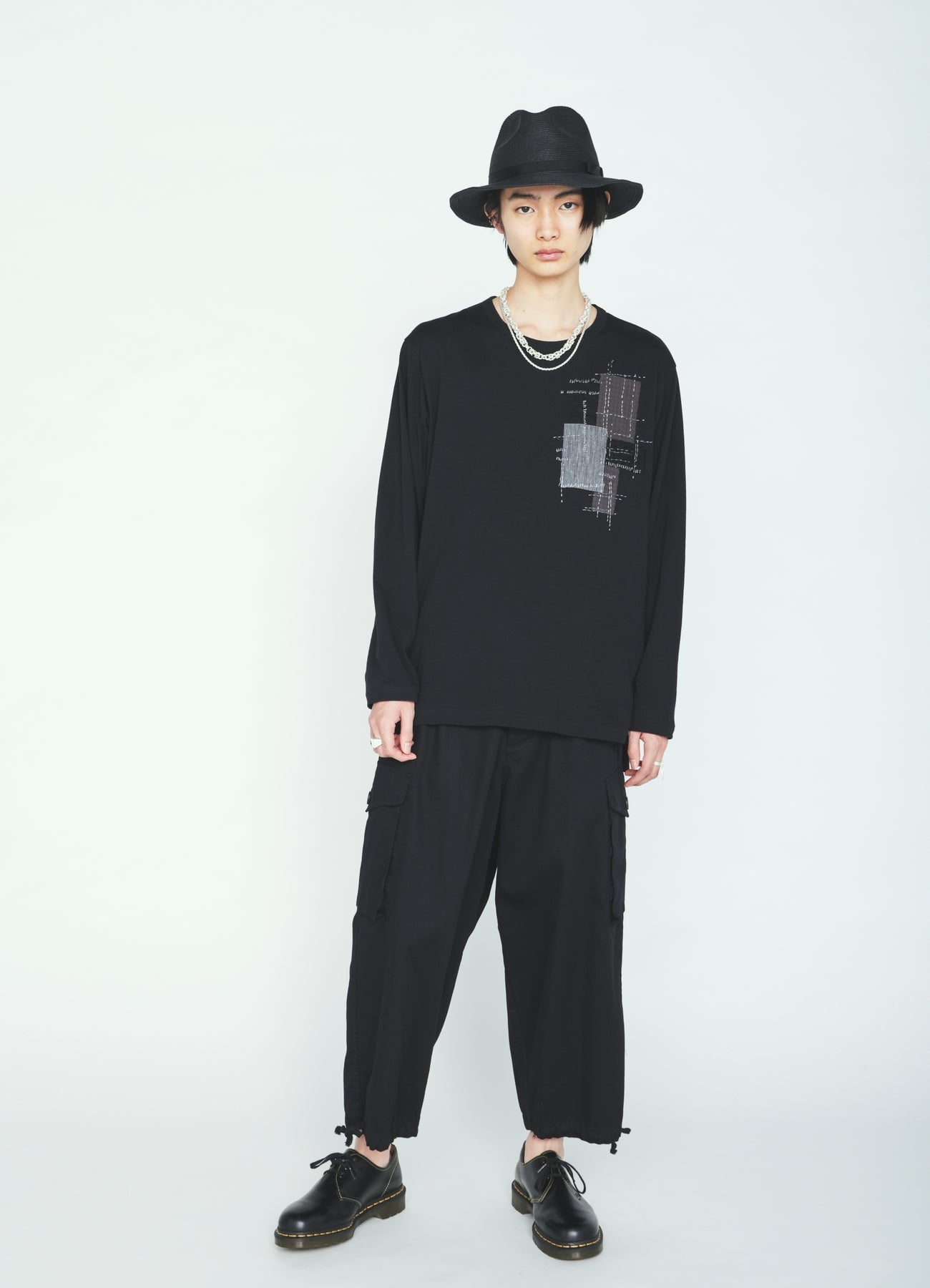 30/COTTON JERSEY SASHIKO EMBROIDERY LONG T-SHIRT
