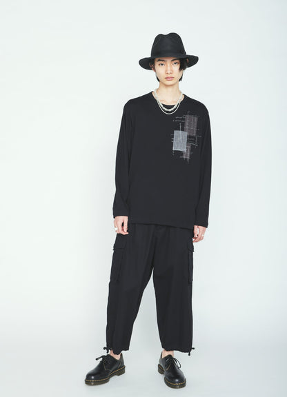 30/COTTON JERSEY SASHIKO EMBROIDERY LONG T-SHIRT