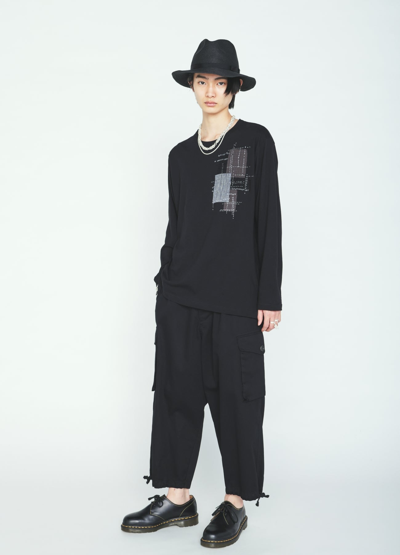 30/COTTON JERSEY SASHIKO EMBROIDERY LONG T-SHIRT