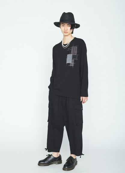 30/COTTON JERSEY SASHIKO EMBROIDERY LONG T-SHIRT