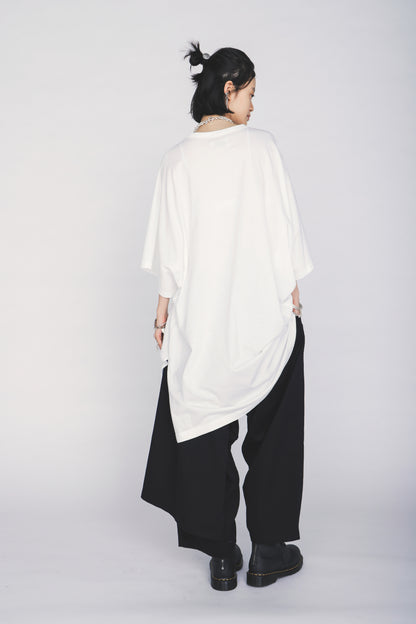 30/COTTON JERSEY ELASTIC DRAWSTRING GATHERED T-SHIRT