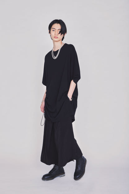 30/COTTON JERSEY ELASTIC DRAWSTRING GATHERED T-SHIRT