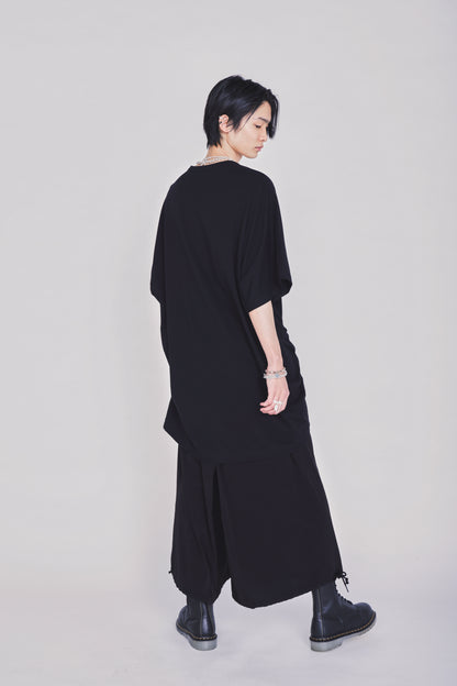 30/COTTON JERSEY ELASTIC DRAWSTRING GATHERED T-SHIRT