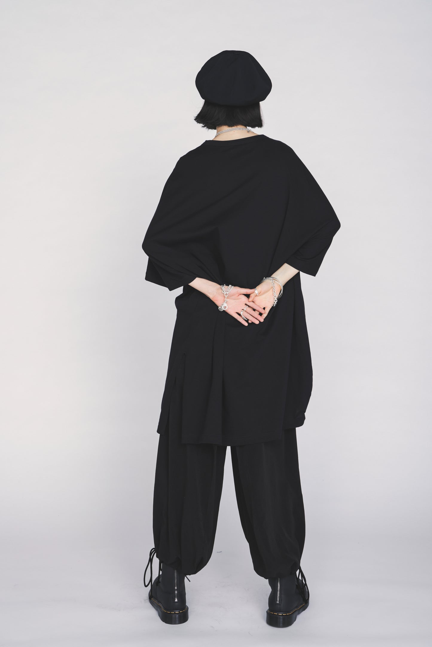 30/COTTON JERSEY ELASTIC DRAWSTRING GATHERED T-SHIRT